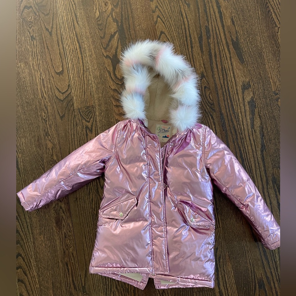 Jcrew kids Girls metallic parka coat with PrimaLoft size medium (size 8) NWOT